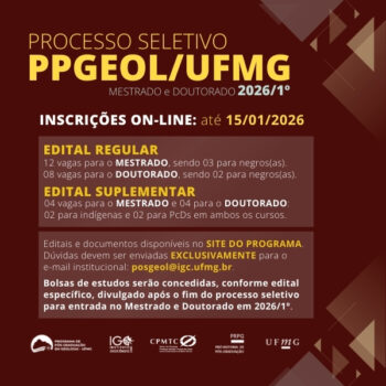 PPG em Geologia recebe, até 15/01, inscrições para seleção de Mestrado e Doutorado 2026/1º